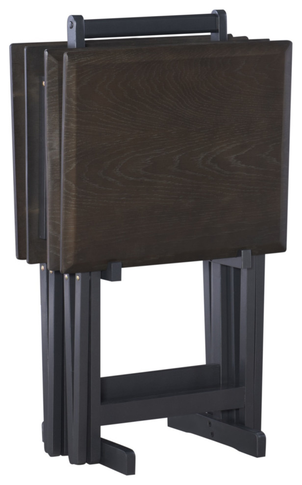 Marlowe Gray Tray Table Set Transitional Tv Trays by VirVentures