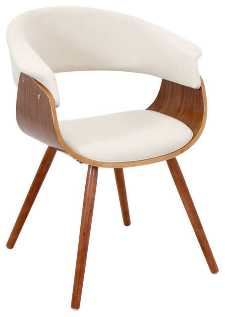Vintage Mod Accent Chair, Walnut/Cream