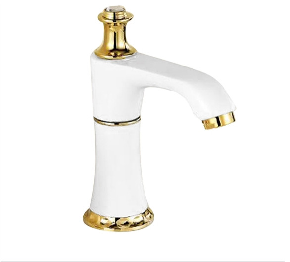 White and Gold Touchless Restroom Faucet Contemporary Bathroom Sink Faucets by Fontana