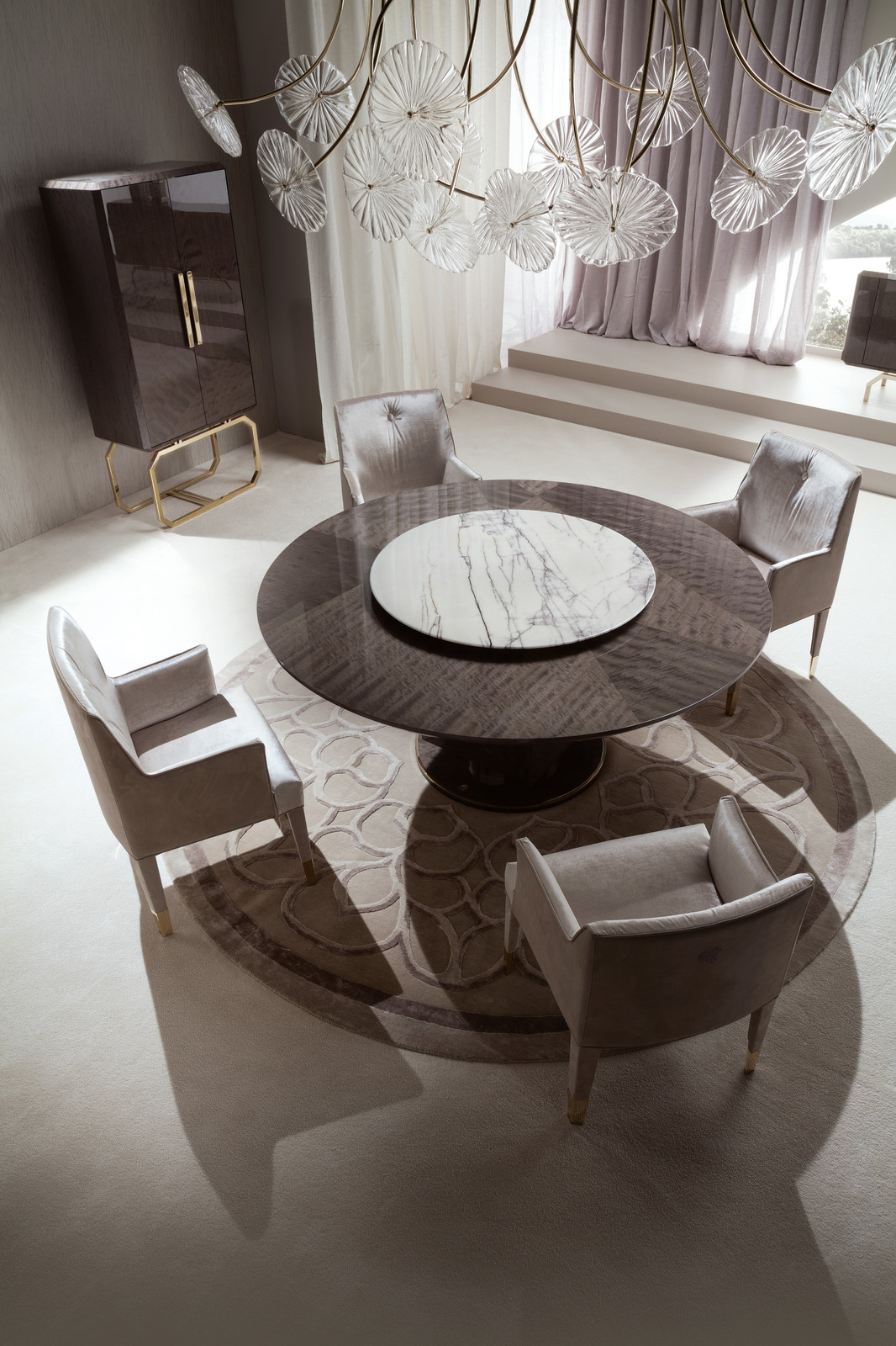 INFINITY Стол, люстра, стулья