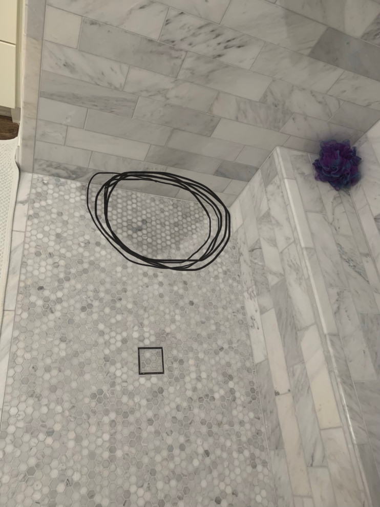 Marble shower Floor Discolored