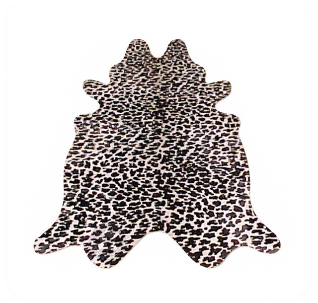Leopard on Off White Cowhide Rug