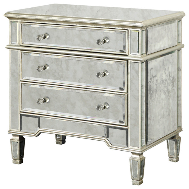 Elegant Lighting Small 3 Drawer Cabinet Silver Antique Mirror Elegant Lighting Small 3 Drawer Cabinet Silver Antique Mirror
