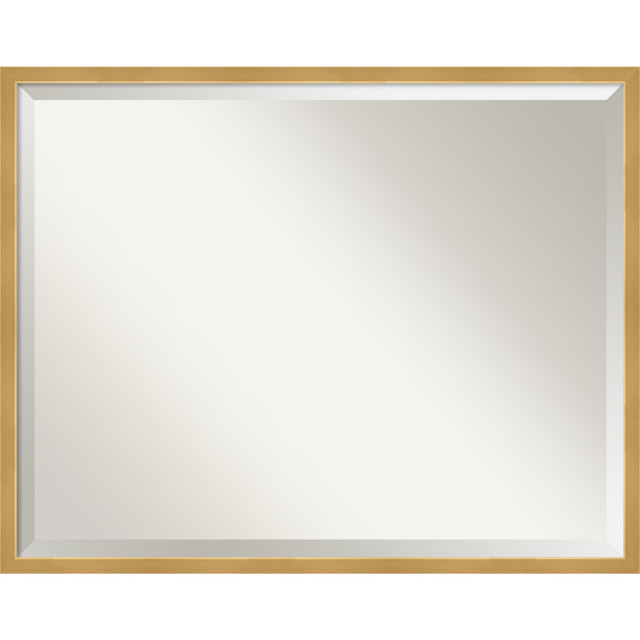 Polished Brass Gold Narrow Framed Wall, Brass Framed Mirror Rectangle