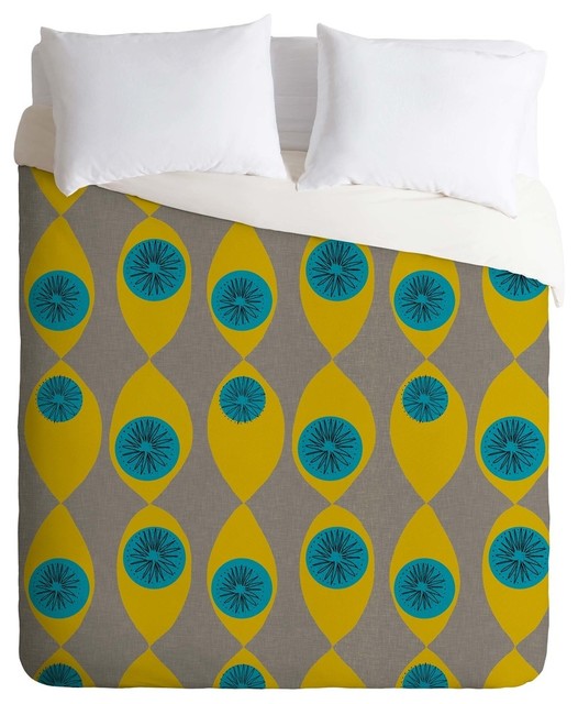 Deny Designs Mummysam Blue And Yellow Flower Duvet Cover - Lightweight