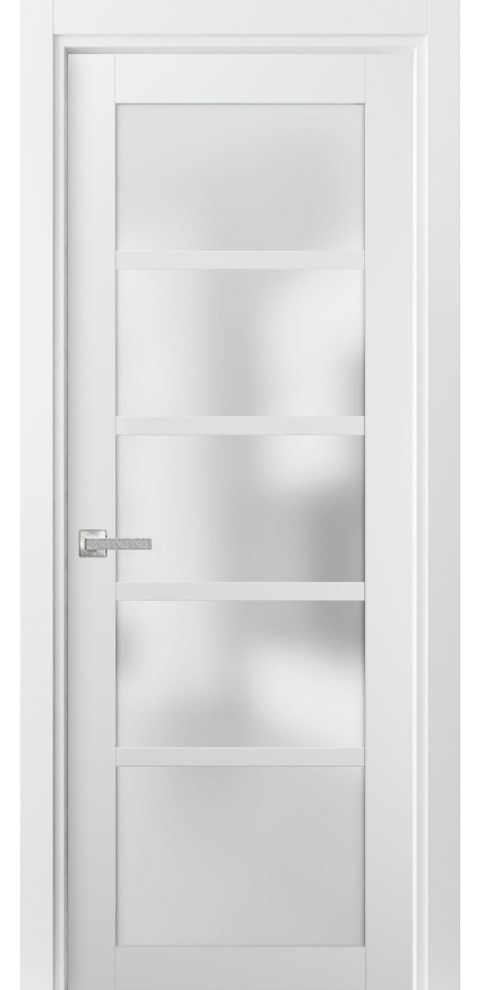 Pantry Kitchen Lite Door 28 x 84 & Hardware | Quadro 4002 White Silk