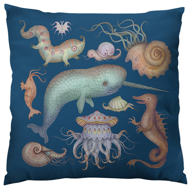 Sea Creatures Throw Pillow, 20"x20", Pillow Cover Only