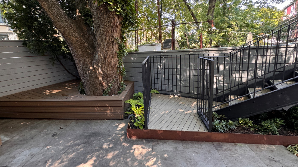 Park Slope backyard corten planters
