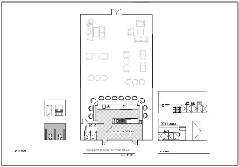 Coffee Shop Floor Plan & Elevations