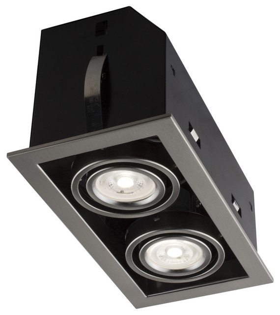 Double Cube Brushed Chrome Recessed LED Lighting Kit, GU10 Bulb