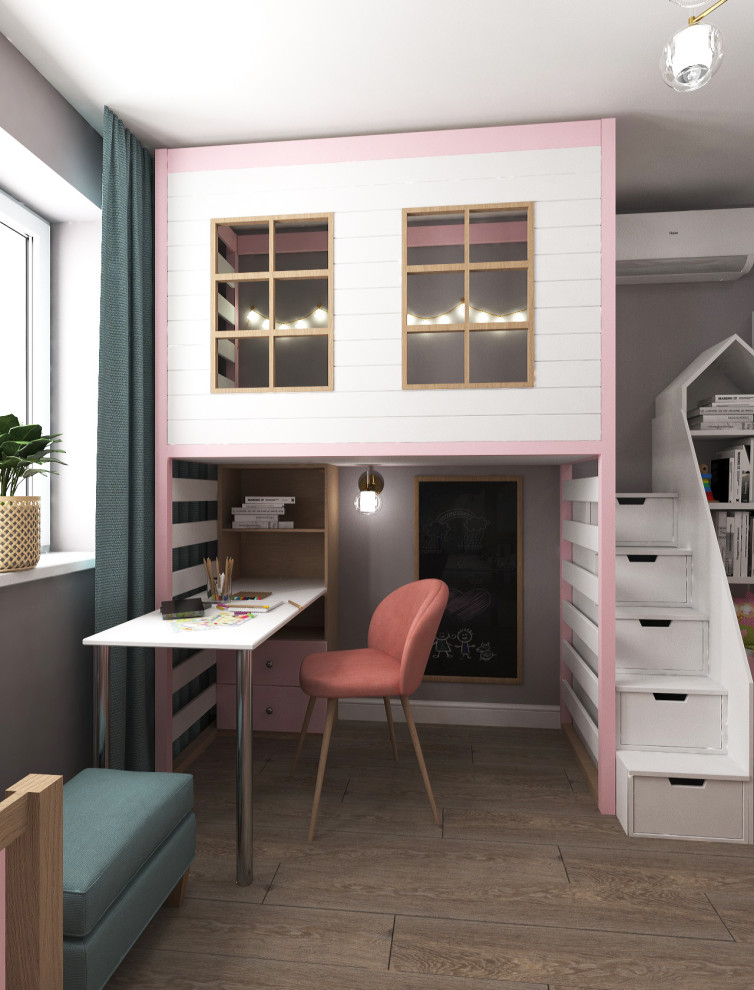 Детская комната с лесными фотообоями для близняшек