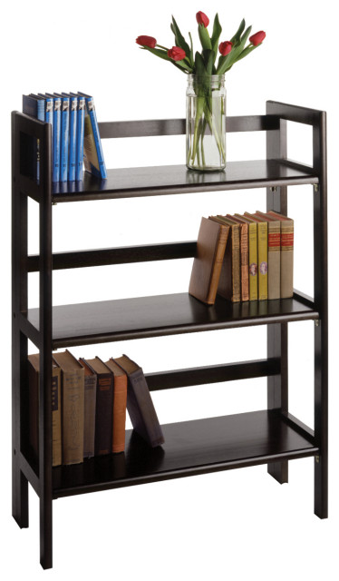 Terry Folding Bookcase Black, Collapsible Wood Bookcases