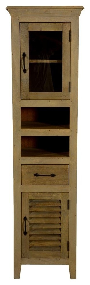 Oklahoma Honey Mango Wood Skinny Freestanding Display Curio Cabinet