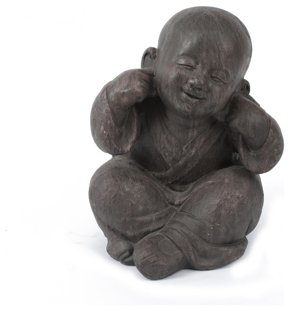 Luxen Home MgO Happy Buddha Garden Statue Asian Garden Statues And