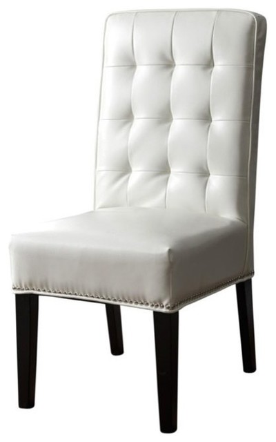 Abbyson Living Hudson Leather Nailhead Trim Dining Chair White Abbyson Living Hudson Leather Nailhead Trim Dining Chair White