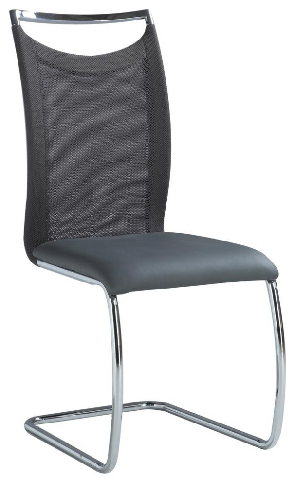 Meshed Back Cantilever Side Chair - Set Of 2, Gray