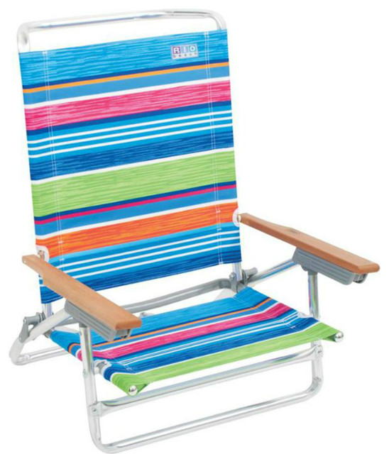 Rio Brands Sc590c Ts Deluxe 5 Position Aluminum Frame Lay Flat Beach Chair