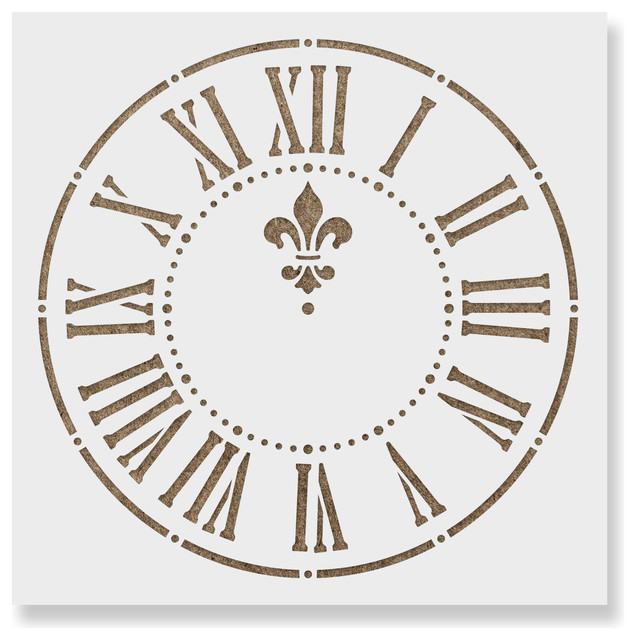 Clock Stencil on Reusable Mylar for Crafts Contemporary Wall
