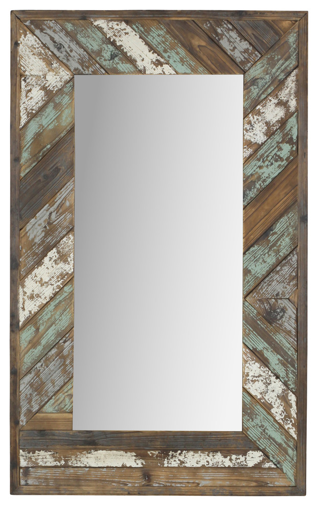 Brogan Distressed Wood Slat Wall Mirror Farmhouse Wall Mirrors by