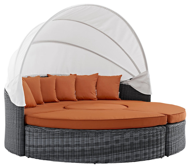 Summon Canopy Outdoor Patio Sunbrella Daybed, 2Piece Set Tropical