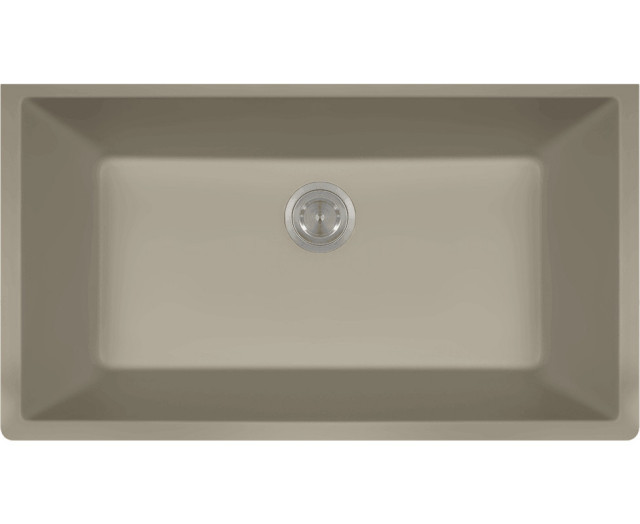 Large Single Bowl Undermount AstraGranite Kitchen Sink, Slate