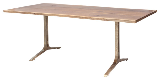 Samara Dining Bench With Cast Iron Legs Modern Tables Samara Dining Bench With Cast Iron Legs Top Smoked Oak Base Bronze