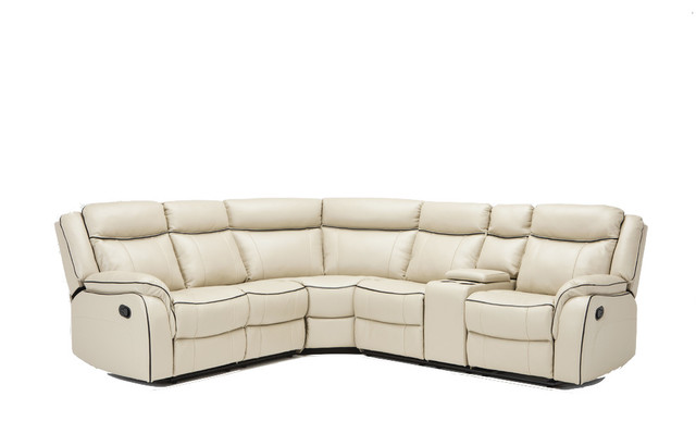 Clic Large Bonded Leather Reclining Corner Sectional Sofa Clic Large Bonded Leather Reclining Corner Sectional Sofa Beige