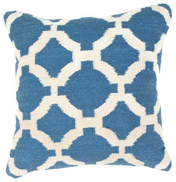 Blue/Ivory color cotton cad03 pillow poly fill pillow 18"X18"