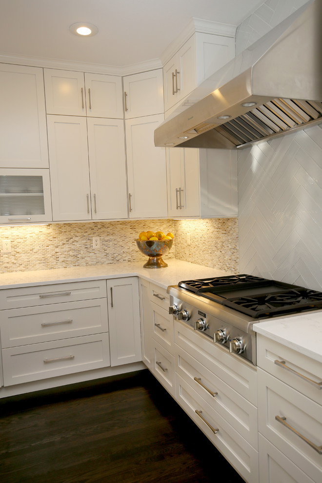 Example of a transitional kitchen design in Denver