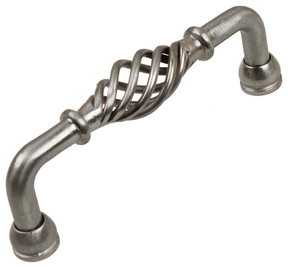 33/4" Center Fluted Birdcage Pull, Satin Nickel