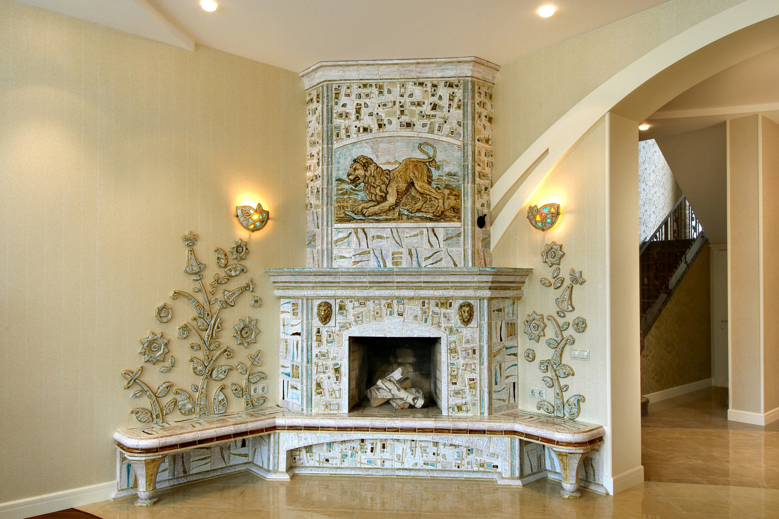 Камин "Лев зимой".