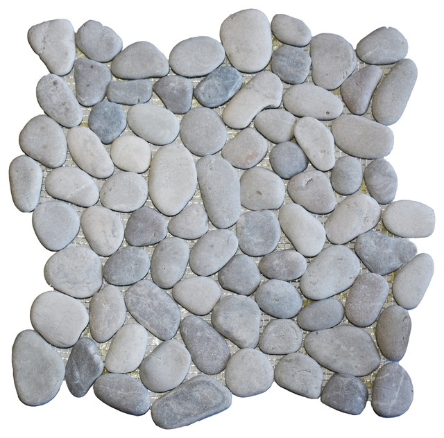 Natural Gray Pebble Tile Beach Style, Pebble Tile Mosaics