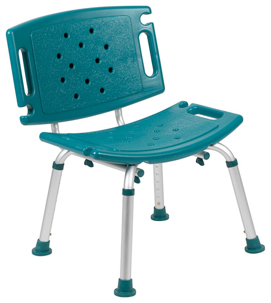 Offex Adjustable Bath Shower Chair with Extra Large Back Teal