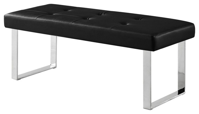 Dolores Pu Leather On Tufted Chrome Steel Square Leg Bench Dolores Pu Leather On Tufted Chrome