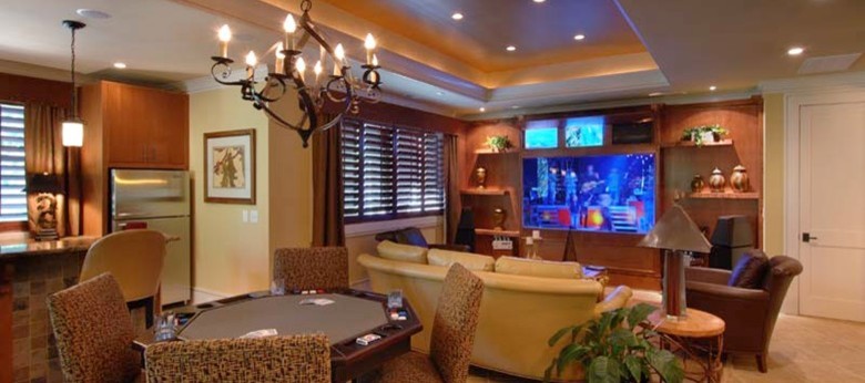 Inspiration for a contemporary home theater remodel in Charlotte