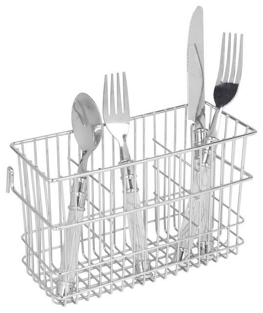 Home Basics Chrome Hanging Cutlery Holder Contemporary Utensil