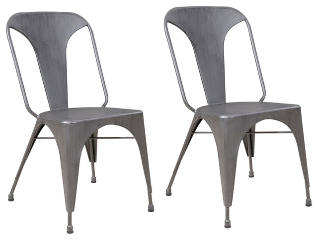 Stackable Metal Bistro Chairs Set Of 2, Matte Black Metal Bistro Dining Chairs Set Of 2