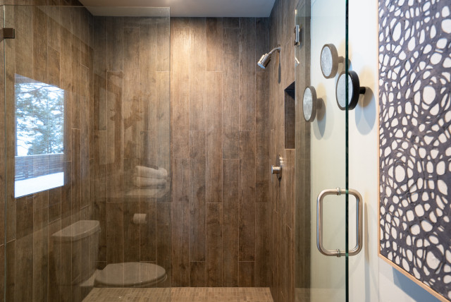West Shore Mountain Modern Cabin rustic-bathroom