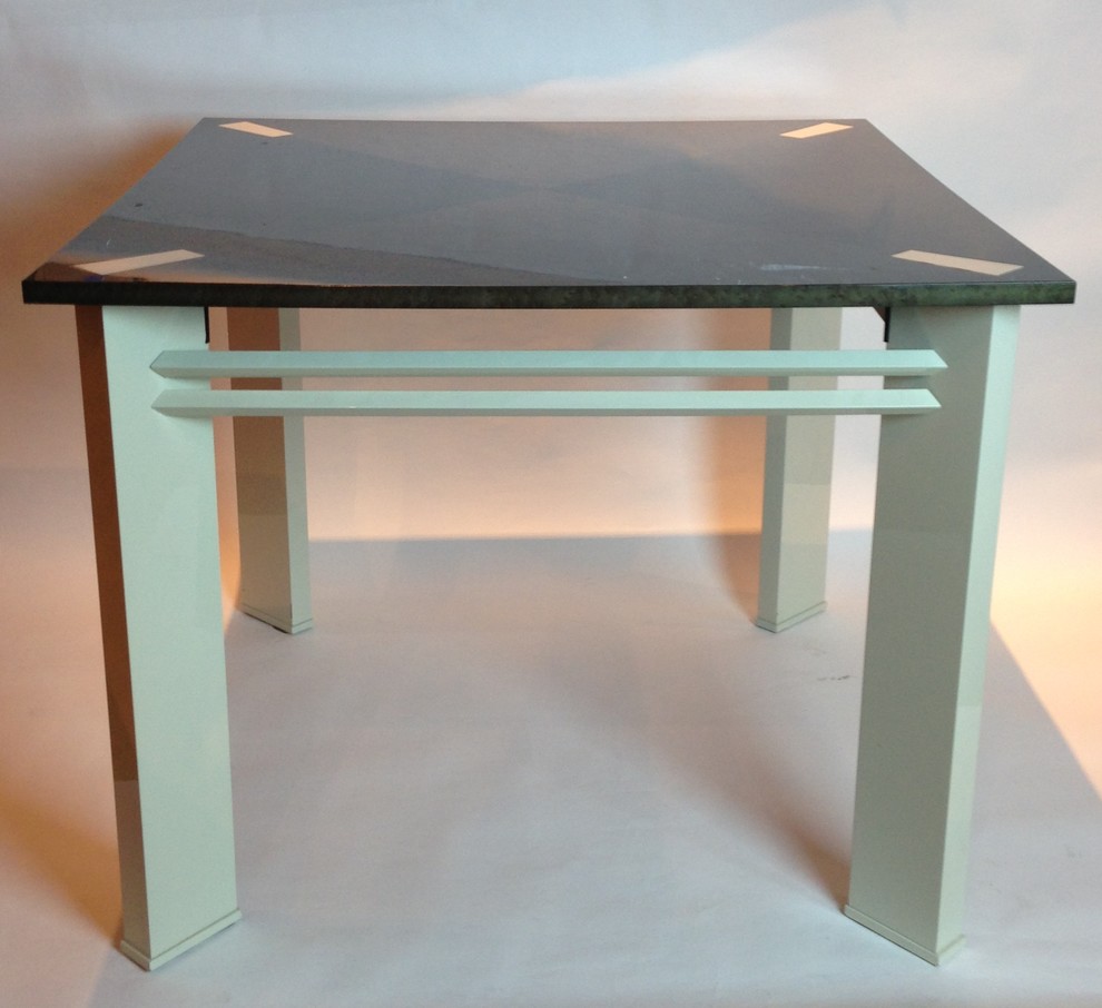Tivoli Table - Smoked High Gloss Lacquered Birdseye Maple Top w/Decorative White
