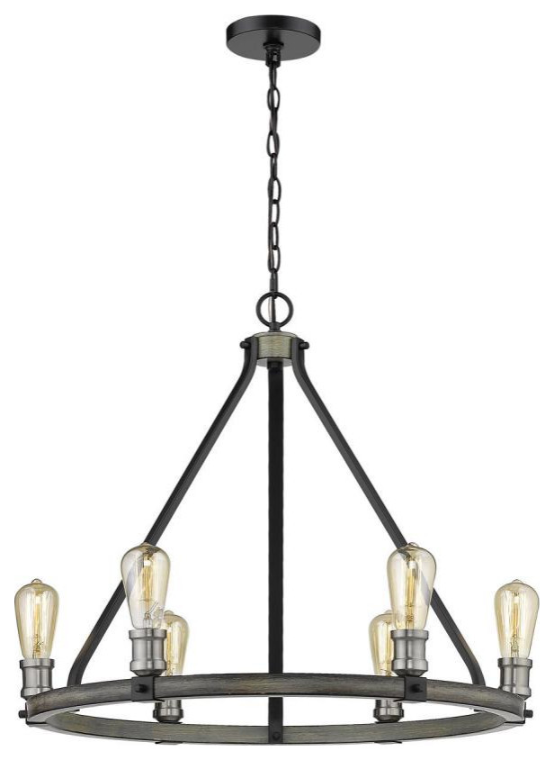 Kirkland Chandelier, 6Light, Ashen Barnboard, 25"W (4726ABB 304J0EH
