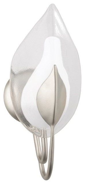 Hudson Valley Blossom 1 Light Wall Sconce, Silver Leaf/Clear