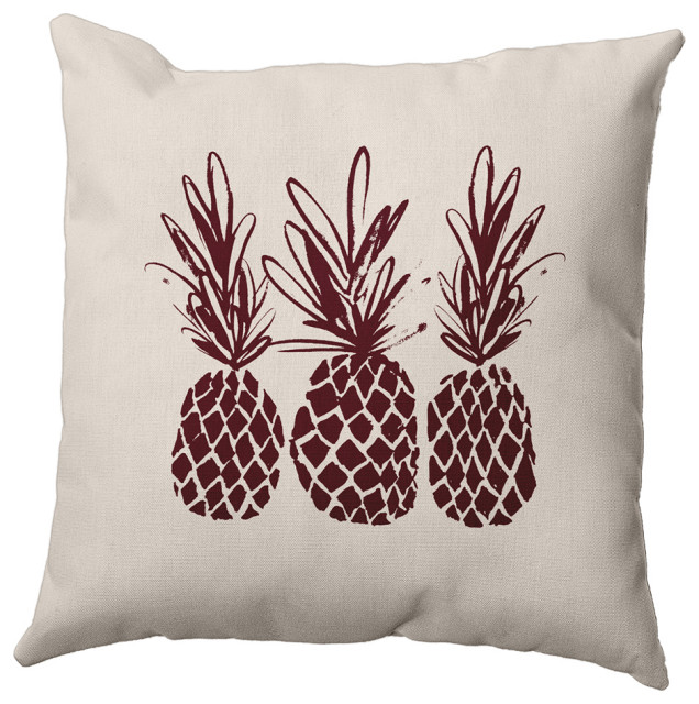 16" x 16" Pineapples Decorative Throw Pillow, Pomegranate