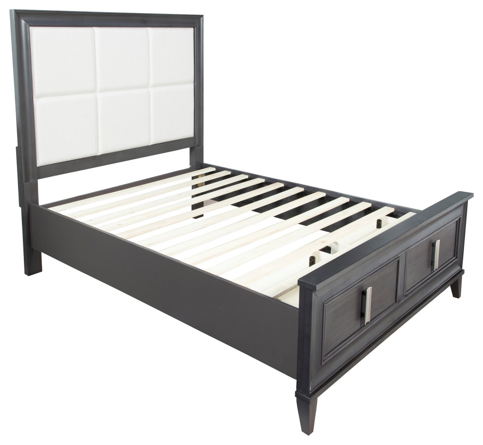 Lorraine Standard King Storage Bed, Dark Gray Transitional Platform