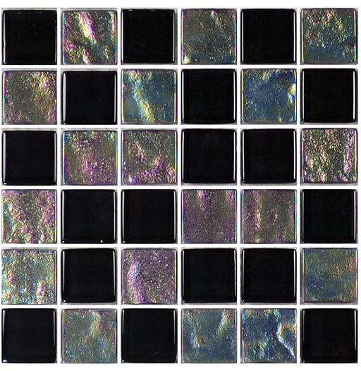 12"x12" Glass Tile Blends Twilight Series, Black