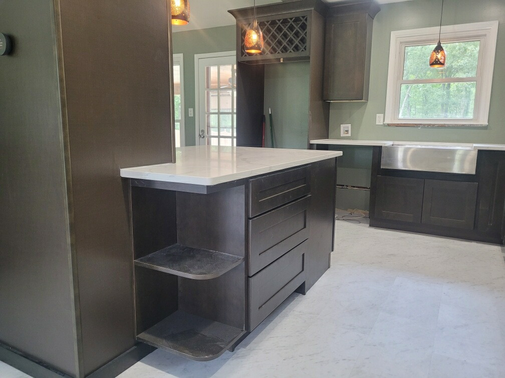 Cozy Kitchen with White Marble Countertops