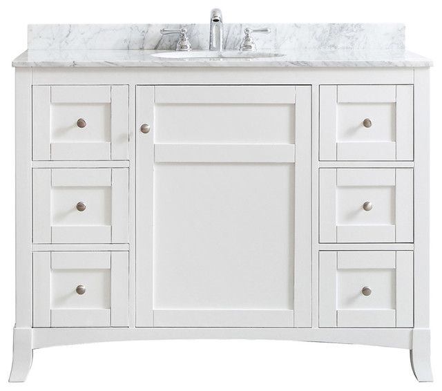 Arezzo Vanity With Carrara White Marble Top Transitional Bathroom Vanities And Sink Consoles
