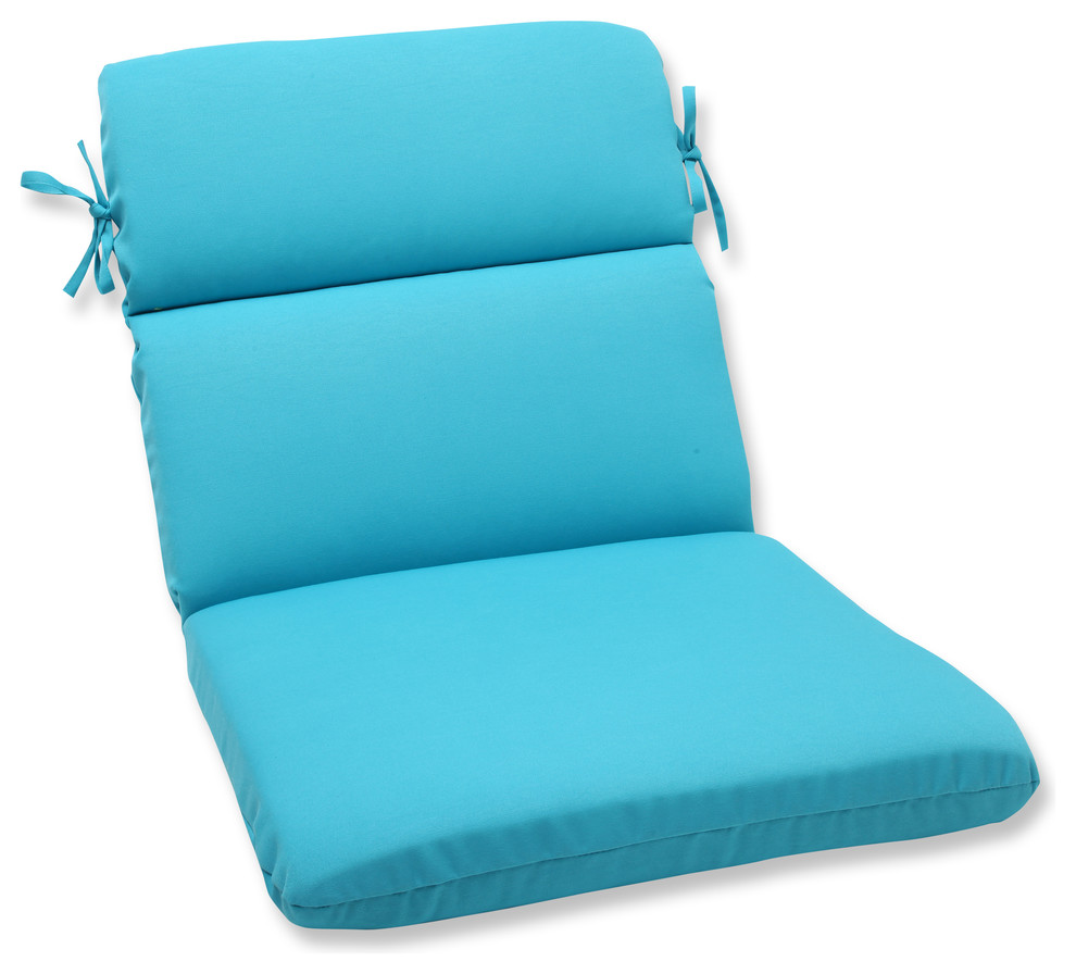 Veranda Turquoise Rounded Corners Chair Cushion