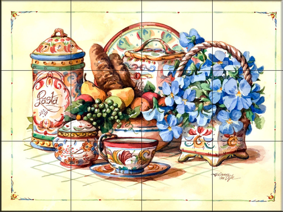 Tile Mural, Antique China by Jerianne Van Dijk, 17" x 12.75" (12 Tiles