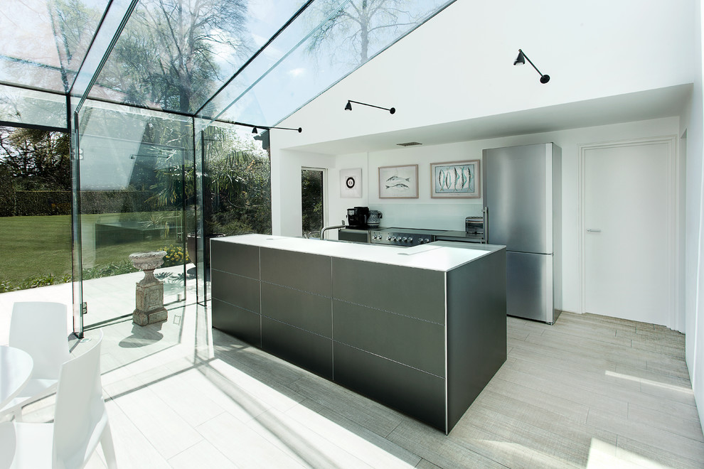 Contemporary kitchen in Hampshire.