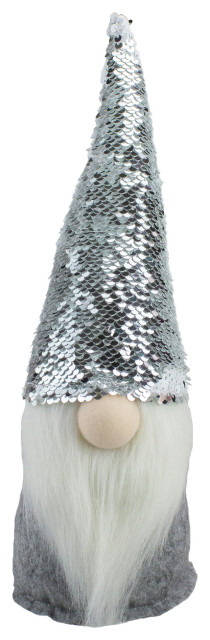 Northlight 14 Silver Reverse Sequin White and Gray Gnome Christmas Decoration Northlight 14 Silver Reverse Sequin White and Gray Gnome Christmas Decoration